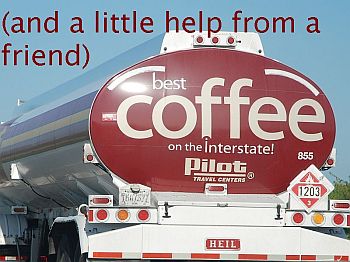 coffee billboard, text 